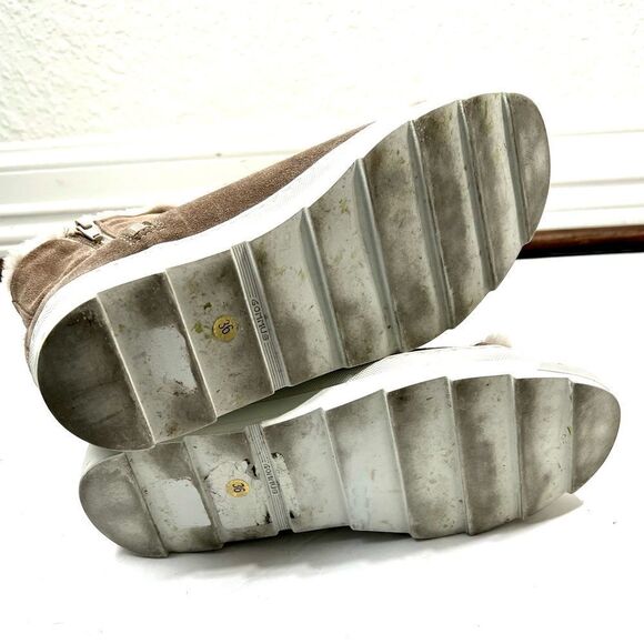 Joyks Suede Real Fur Lined Taupe Ankle Booties - Picture 12 of 12